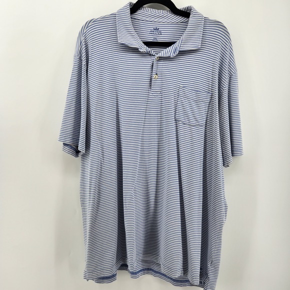 Peter Millar Seaside Wash Polo Shirt Mens XXL Striped Blue White Golf - Picture 1 of 5